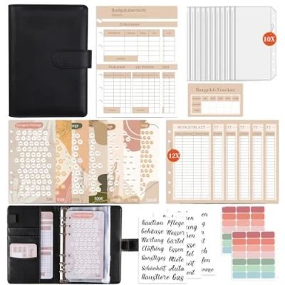 Abbildung von FUHOMI A6 Binder Budget Planner Deutsch Sparchallenge Budgetplaner, Finanzplaner Haushaltsbuch, Geld Organizer, Sparbuch für mit Umschlagmethode
