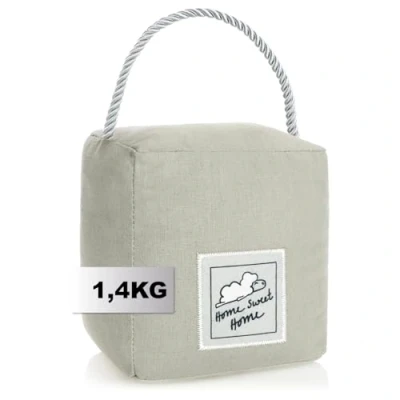 Abbildung von com four® Türstopper mit Griff, Schwerer 1,4 kg Türhalter, Funktionelles Wohnaccessoire, Stopper für Fenster und Türen, optimal bei Durchzug (Eckig hellgrau)