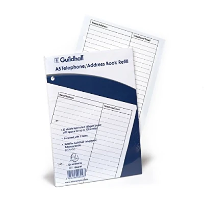 Abbildung von Exacompta Ref GA5/RZ Guildhall Telefon und Adressbuch Nachfüllpackungen, A5 Format, 30 Blatt 160 g/m² Papier, fein liniert, FSC zertifiziert kompatibel mit DTAA5/BLUZ