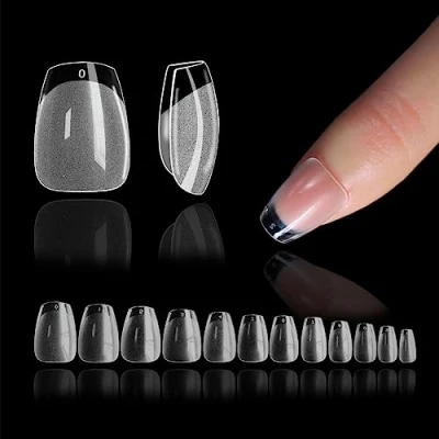 Abbildung von 552 Stück Coffin Nageltips Kurz, Ballerina Full Cover Nail Tips XS Kurze für Gelnägel, Pre Buff Künstliche Nägel, No file Nagelspitzen Soft Gel Tips, 12 Größen Kunstnägel Nagel Set DIY