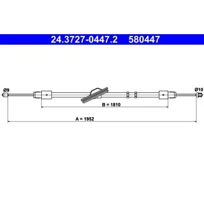 Abbildung von ATE 24.3727 0447.2 Handbremsseil 1952 MERCEDES BENZ: E Klasse T modell, Limousine, CLS Coupe