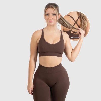 Abbildung von Smilodox Cetrina Scrunch Sportbh mit leichter Stützkraft, Damen, Größe: XL, Braun