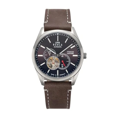 Abbildung von UMR RUHLA Armbanduhr, Herren, Automatik, Lederarmband, Titangehäuse, wasserdicht bis 5 bar, Farbe:Braun