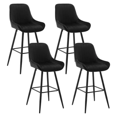 Abbildung von WOLTU 4er Set Barhocker, Barstuhl, Küchenhocker, Tresenhocker, Bistrohocker, Design Hocker, mit Rückenlehne Fußstütze, gepolsterter Stuhl, aus Samt Metallbeinen, Schwarz, BH394sz 4