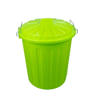 Abbildung von HRB Maxitonne 23 Liter grün, Tonne aus stabilem Hartplastik, abnehmbarer Deckel mit Verschlüssen, geeignet für Wäsche, Spielzeug oder als Mülleimer Küche