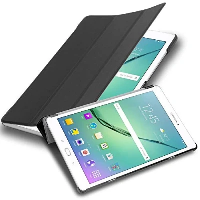 Abbildung von Cadorabo Hülle kompatibel mit Samsung Galaxy Tab S2 (9.7 Zoll) Tablethülle Auto Wake Up aus Kunst Leder Flip Klappbare Magnetische Cover für Tasche in Schwarz