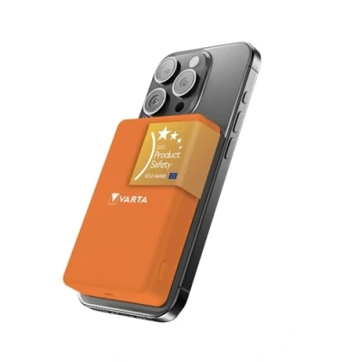 Abbildung von VARTA Power Bank 5.000mAh, magnetische kabellose Powerbank, Mag Pro on Demand, Wireless, 7,5W, Ladegerät mit USB Typ C, kompatibel MagSafe &amp; Qi Standard (iPhones Android), orange