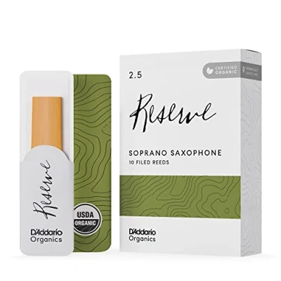 Abbildung von D&#039;Addario Organisch Reserve Soprano Saxophon Stimmzungen Saxophonrohre Das erste und einzige Bio Schilfrohr 2.5 Stärke, 10 Packung