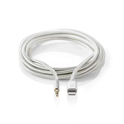 Abbildung von Nedis Lightning Adapter Apple 8 Pin 3.5 mm Stecker Vergoldet rund Nylon Verpackung mit Sichtfenster