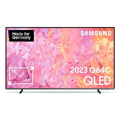 Abbildung von Samsung QLED 4K Q64C Fernseher 55 Zoll, UHD, TV mit Quantum Dot Technologie, HDR, AirSlim Design, Smart TV, GQ55Q64CAUXZG, Deutsches Modell [2023]