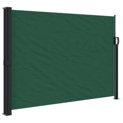 Abbildung von vidaXL Seitenmarkise, Sichtschutz Ausziehbar, Windschutz Sonnenschutz für Garten Balkon Terrasse, Seitenrollo Seitenwandmarkise, Dunkelgrün 140x500cm