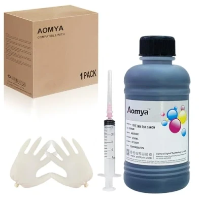 Abbildung von Universal Drucker Tintenpatronen 250ML 8.79oz Schwarz Farbe Nachfülltinte Ersatz für HP Canon Lexmark Brother Ricoh Nachfüllbare und CISS Farbstoff Tinte mit Spritze (250ML)