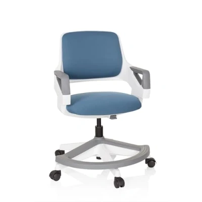 Abbildung von hjh OFFICE Kinder und Jugendstuhl Kid Flex Mitwachsender Drehstuhl, Verstellbare Rückenlehne &amp; Fußablage, Blau