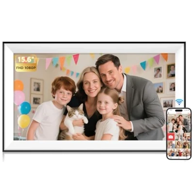 Abbildung von Hesmor 15.6 Zoll Digitaler Bilderrahmen WLAN Fotorahmen FHD 1920 * 1080 IPS Touchscreen Elektronischer mit 32GB Speicher, Auto Drehung, Einfache Weitergabe von Fotos Videos über Frameo App