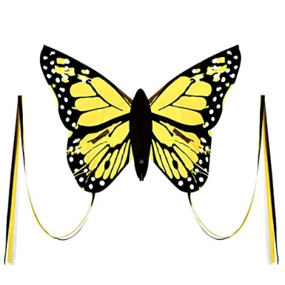 Abbildung von Kinderdrachen Bella Butterfly (gelb). Einleinerdrachen flugfertig inkl. Schnur