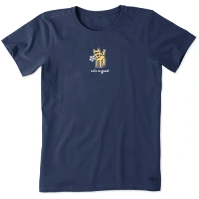 Abbildung von Life Is Good Damen Crusher, Short Sleeve Cotton Graphic Tee, Rocket with Daisy T Shirt, Tiefdunkelblau, Mittel