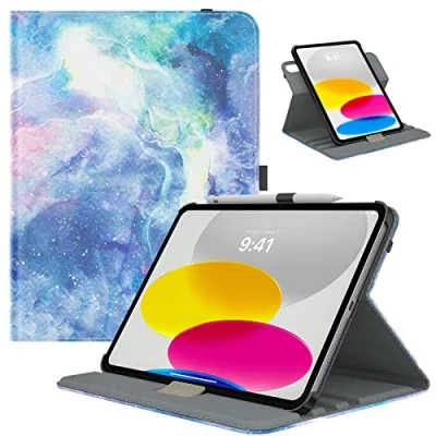 Abbildung von TiMOVO Hülle Kompatibel mit iPad 10 Generation 10,9 Zoll 2022, Hülle, 90 Drehbar PU Schutzhülle, Smart Case Standfunktion &amp; Stift Schleife für Gen, Sternwolke