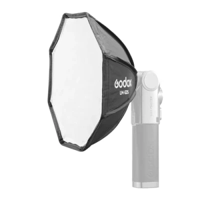 Abbildung von Godox LM S25 achteckige Mini Softbox für Kamerablitz kompatibel mit Lux Master Retro Kamera Blitz