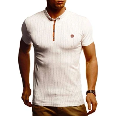 Abbildung von Leif Nelson Sommer Poloshirt Kurzarm Herren T Shirt Kragen (Beige, Größe M) Casual Männer Poloshirts lang Baumwolle Polo for Men Tshirt