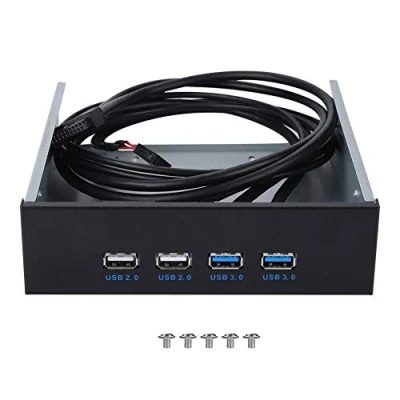 Abbildung von 5,25 Zoll USB Front CD Treiberplatine Tragbar, 19 Pin/9Pin auf 3.0 2.0 Hub Frontplatte 4 Port ROM Erweiterung Mobiles Optisches Rack für PC Computer Desktop Gehäuse Frontsteckplatz Mainboar