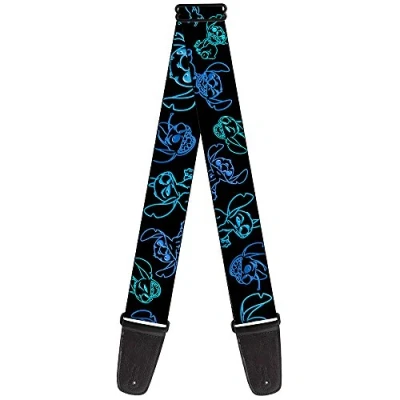 Abbildung von buckle down Gitarrengurt 34 60&quot; Electric Stitch Poses Black/Neon Blue