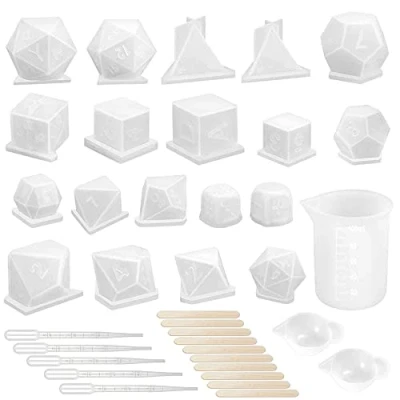 Abbildung von NA Woohome 37 Stück Resin Silikonformn Gießform Form Nummer Buchstabe Würfel Schmuck Silikonform mit Messbechern für Bastelarbeiten