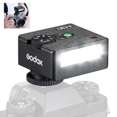 Abbildung von Godox iM30 Mini Blitz, Speedlite für Sony ZV1/ZV E10, Canon, Nikon, Fuji und Ricoh GR3, GN15 Leistung mit 7 einstellbaren Stufen, 6500 K Tageslichtausgleichsblitz, 3,6 s Wiederholungszeit,