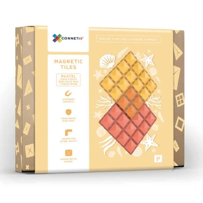 Abbildung von Connetix Pastel Lemon &amp; Peach Basisplatten verstärkte Magnete pädagogisch Magnetspielbausteine, (Open Play, 2 Teile), ab 3 Jahren