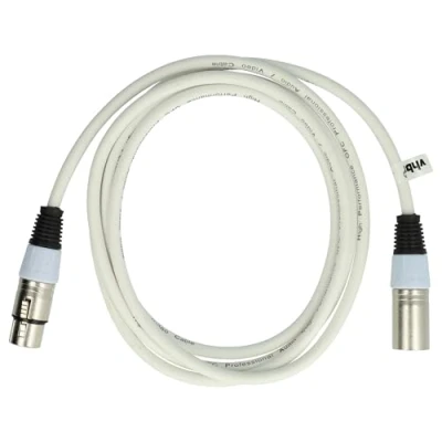 Abbildung von vhbw DMX Kabel XLR Stecker auf Buchse kompatibel mit Beleuchtung, Schweinwerfer, Bühnenlicht 3 polig, PVC Mantel, weiß, 2m