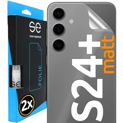 Abbildung von [2 STK.] Entspiegelte 3D Schutzfolie für die Rückseite kompatibel mit Samsung Galaxy S24 Plus, matt, selbstheilender Schutz vor Schmutz und Kratzern, Backcover, Alt. Schutzglas