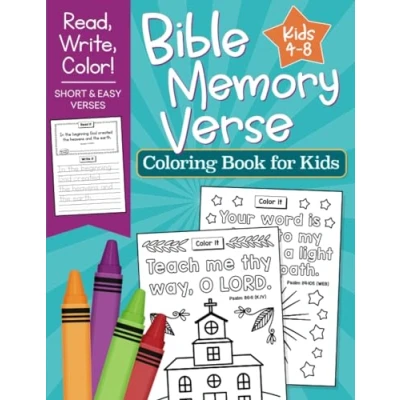 Abbildung von Bible Memory Verse Coloring Book for Kids: Short and Easy Verses to Read, Write Color