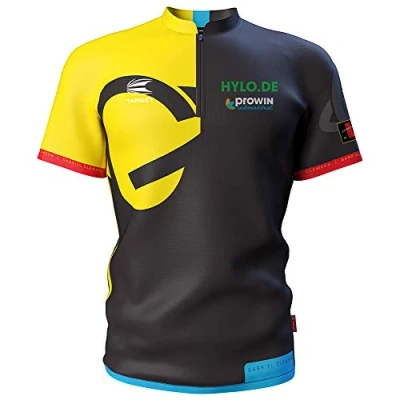 Abbildung von Target Darts Coolplay Kragenloses Gabriel &#039;German Giant&#039; Clemens Pro Shirt XXL, schwarz gelbes