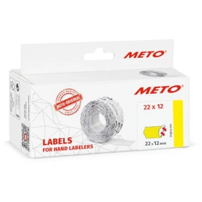 Abbildung von Meto Preisauszeichner Etiketten (22x12 mm, 1 Zeilig, 6.000 Stück, fluor gelb, permanent, Preisetiketten für Meto, Contact, Sato, Avery, Tovel, Samark etc.)