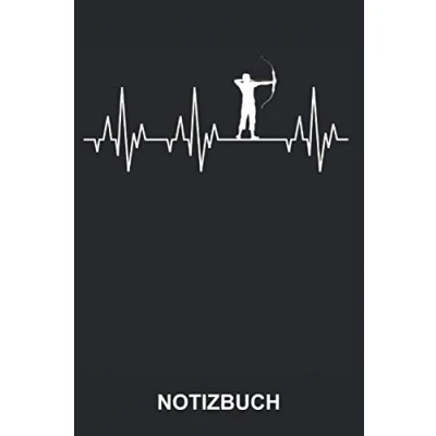 Abbildung von Notizbuch: Bogenschiessen Bogenschütze Pfeil und Bogen Bogensport Herzschlag EKG Lustiges Notizheft, Schreibheft ca. A5 mit Linien 120 Seiten liniert Softcover