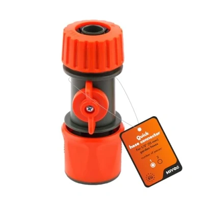 Abbildung von Mivos Schlauchverbinder mit Regulierventil für 1/2 Zoll (13 mm) Gartenschlauch Wasserschlauch Schnellkupplung Wasserstop einfachen Wechsel der Bewässerungsgeräte