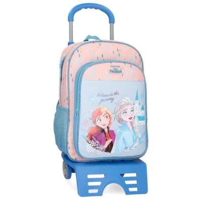 Abbildung von Disney Joumma Bags, Frozen Believe in The Journey, Kinderrucksack, Schulrucksack, aus Polyester, breite und verstellbare Träger, mehrere Taschen Fächer., blau, Rucksack 40 + Trolley