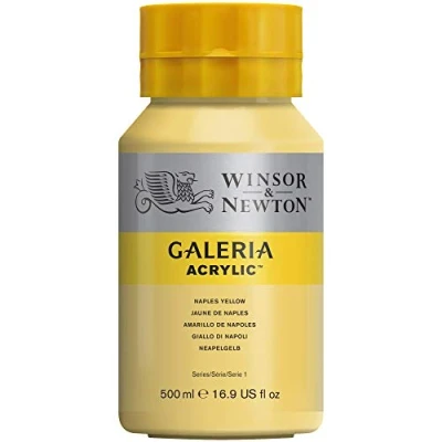 Abbildung von Winsor &amp; Newton 2150422 Galeria Acrylfarbe, hohe Pigmentierung, lichtecht, buttrige Konsistenz, 500 ml Topf Neapelgelb