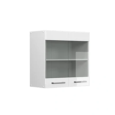 Abbildung von Vicco Glashängeschrank R Line, Weiß Hochglanz/Weiß, 60 cm