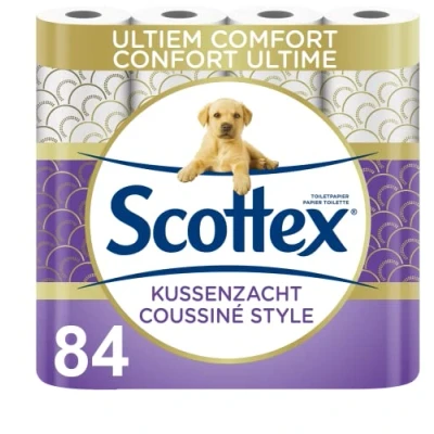 Abbildung von SCOTTEX Gepolstertes Toilettenpapier (12 Packungen mit je 7 Rollen) weich und bequem umweltfreundlich strapazierfähig