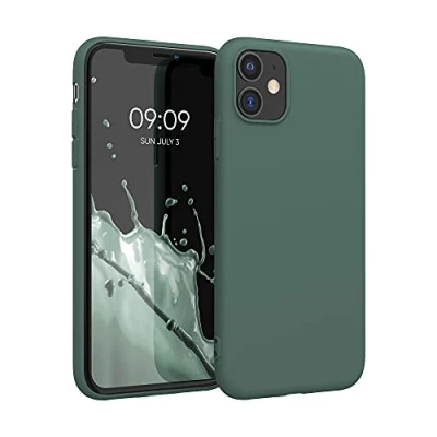 Abbildung von kwmobile Hülle kompatibel mit Apple iPhone 11 weiches TPU Silikon Case Cover geeignet für kabelloses Laden Blaugrün
