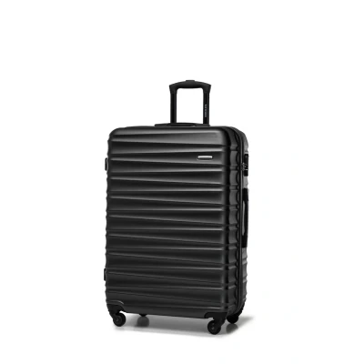 Abbildung von WITTCHEN Reisekoffer Groß Rollkoffer Trolley Großer Koffer Check In Gepäck Hartschale aus ABS mit 4 Spinner Rollen Zahlenschloss Teleskopgriff Groove Line Größe L schwarz