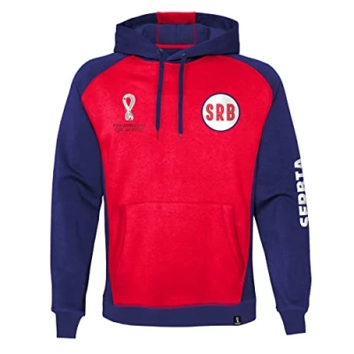 Abbildung von FIFA Herren Offizieller World Cup 2022 Overhead Hoodie Kapuzen Sweatshirt, Rot/Weiß, S