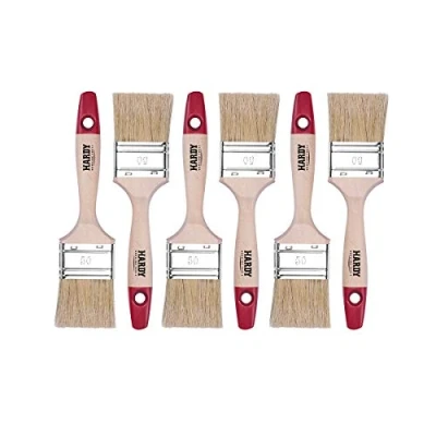 Abbildung von HARDY WORKING TOOLS Flachpinsel Set 6 teilig, Stück 50 mm Breite, Malerpinsel mit Holzgriff, Lackpinsel Serie *36*, 6PCS, Pinselset A0200 360620