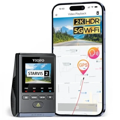 Abbildung von VIOFO Dashcam A119 Mini 2, Front 2,7K 5GHz Wi Fi, 2K 60fps/HDR 30fps Sprachsteuerung, STARVIS 2 Verbesserte Nachtsicht, 1,5&quot; LCD Versteckte Dash Cam Auto, GPS Autokamera, 24h Parkmodus, Sprachausgabe