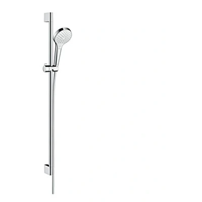 Abbildung von hansgrohe Brausegarnitur &quot;Croma Select S&quot;, (Komplett Set), 11cm, mit Duschstange 90cm, Weiß/chrom