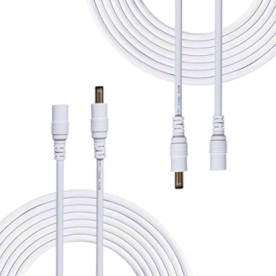 Abbildung von Liwinting 2pcs 10m/32.8Feet DC Netzteil Verlängerungskabel 5.5mm x 2.1mm 12V Anschlusskabel Gleichstrom 5V Verbinderkabel Männlich zu Weiblich Verbinder für CCTV Sicherheitskamera IP Kamera Weiß