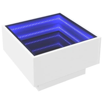 Abbildung von vidaXL LED Couchtisch, Beistelltisch mit Infinity Spiegel, Kaffeetisch Sofatisch für Wohnzimmer, Wohnzimmertisch, Weiß Holzwerkstoff