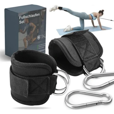 Abbildung von Sportyfits® Fußtrainer 2er Fußschlaufen Footstraps Gym Equipment Fitnessgeräte Po Trainer (Packung, 2 St., 2x Fußschlaufen), Justierbar / Klettverschluss Karabiner