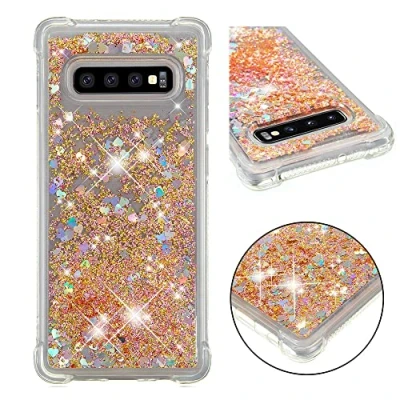 Abbildung von KBIKO zxl Kompatibel mit Galaxy S10 Plus Glitzer Handyhülle, Hülle Flüssig Treibsand Mädchen Frauen Glitter Quicksand Weich TPU Bumper Silikon Schutzhülle für Samsung S10+.Golden YBL