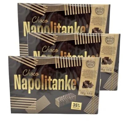 Abbildung von NAPOLITANKE KRAS Premium Waffeln Waffelkekse mit leckeren Milch , Schokoladencreme Haselnuss Zitronen und Orangenfüllungen Verschiedene Größen (250 G, 3 PCS)